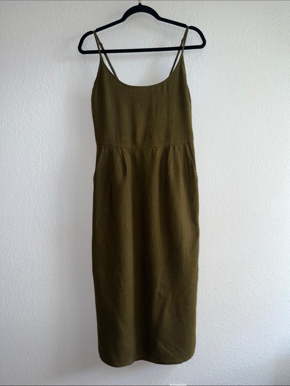 Quince Olive Slip Midi Dress